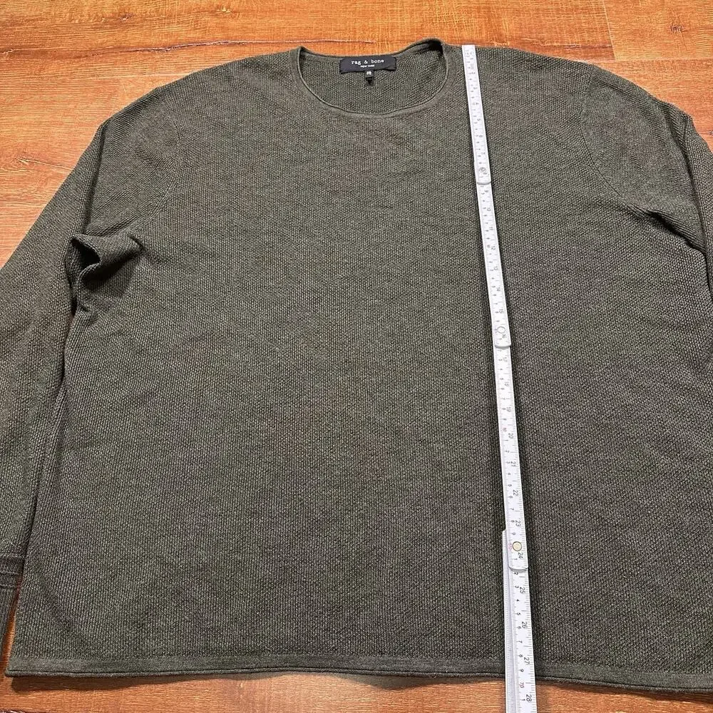 Rag & Bone Sweatshirt Mens 2XL Green Extra Fine Merino Wool Crewneck Sweater